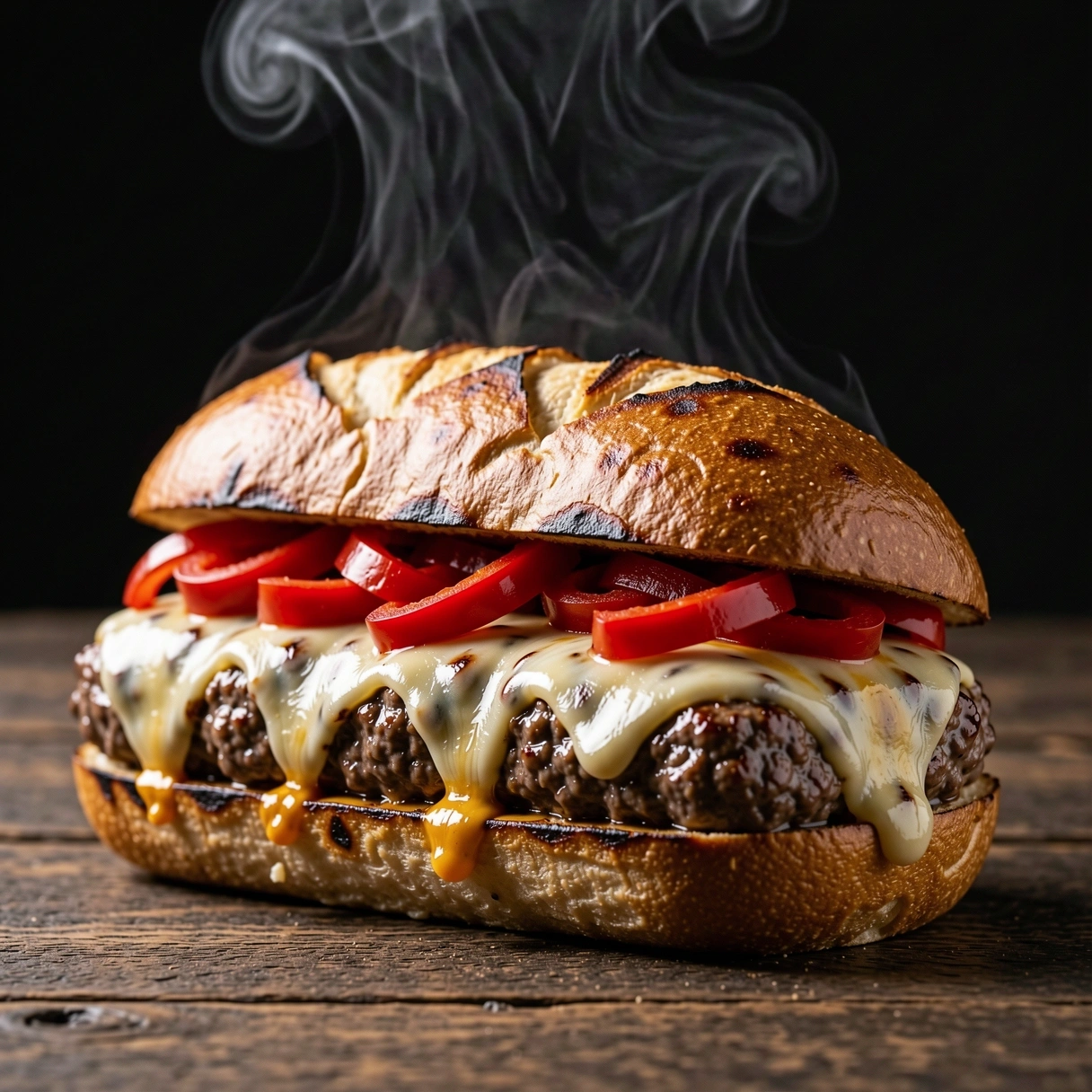 Signature hot steak sub with melted cheese